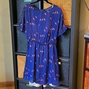 Marc Jacobs blue dress with pink and green bird print